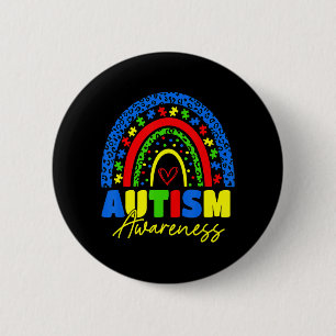 Wees voorzichtig met Autisme Rainbow Leopard Women Ronde Button 5,7 Cm