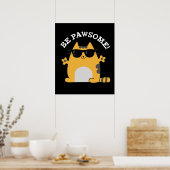 Wees voorzichtig met Funny Geweldige Cat Pun Dark Poster (Keuken)