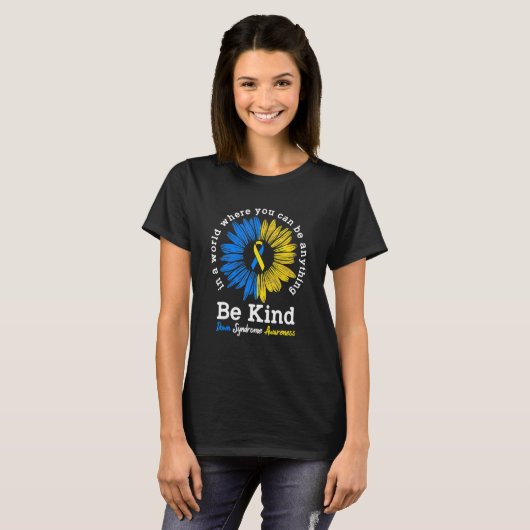 Wees voorzichtig met Syndrome Ribbon Sunflower K T-shirt (Voorkant volledig)