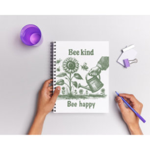 Wees Vriendelijk Bij Gelukkig  Zonnebloem Houtsned Notitieboek