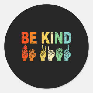 Wees vriendelijk Hand Teken ASL Autisme Bewustzijn Ronde Sticker