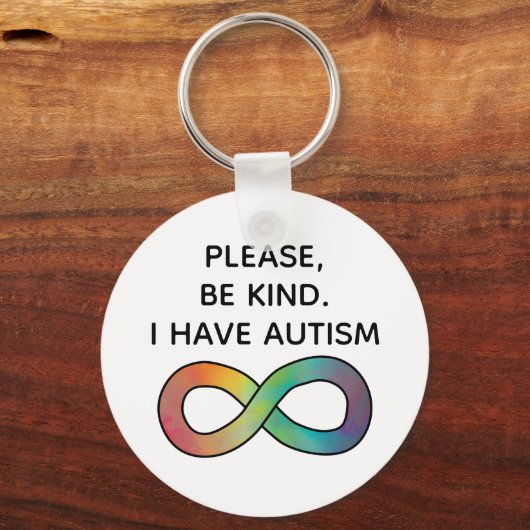 Wees vriendelijk, ik heb autisme | Neurodiversitei Sleutelhanger (Achterkant)