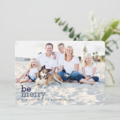 Wees vriendelijk in Blauwe Kerstmis Twee Fotokaart Feestdagenkaart (Staand voorkant)