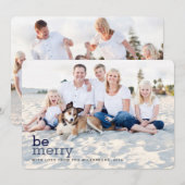 Wees vriendelijk in Blauwe Kerstmis Twee Fotokaart Feestdagenkaart (Voorkant / Achterkant)