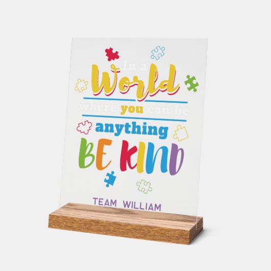 Wees vriendelijk kleurrijke puzzels Autisme Suppor Acryl Bord (Hoek)