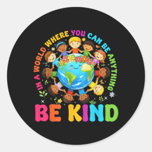 Wees Vriendelijk Op Wereld Kinderen Aarde Wereld V Ronde Sticker