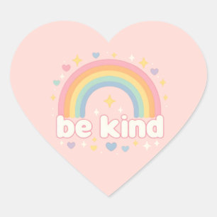 Wees Vriendelijk – Regenboog Pastel Positiviteit Hart Sticker
