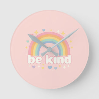 Wees vriendelijk – Regenboog Pastel Positiviteit Ronde Klok