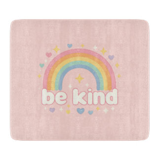 Wees Vriendelijk – Regenboog Pastel Positiviteit Snijplank