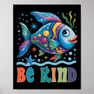 Wees vriendelijk Regenboog Schaal Vis Leraar Leest Poster