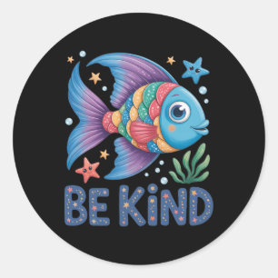 Wees vriendelijk Regenboogschaal Vis Leraar Leest Ronde Sticker