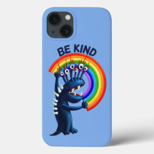 Wees vriendelijk - schattig karakter regenboog pos iPhone 13 hoesje
