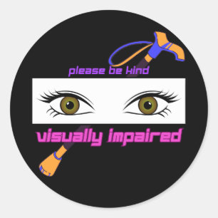 Wees vriendelijk Visueel Verminderd - ogen en stok Ronde Sticker