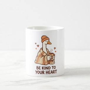 Wees vriendelijk voor je hart – Knuffelgans-cozy k Koffiemok