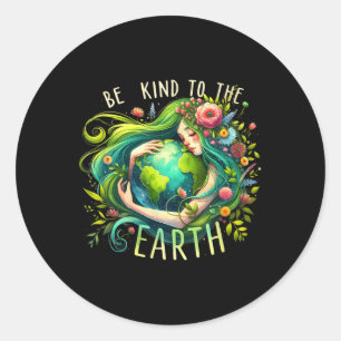 Wees vriendelijk voor Moeder Natuur Earth Day Eart Ronde Sticker