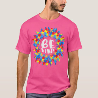 Wees vriendelijk Zonnebloem Puzzle Piece Autisme A T-shirt