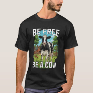 Wees vrij wees een koe - Grappig koe portret T-shirt