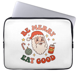 Wees vrolijk eet lekker kerst kerstman frisdrank k laptop sleeve