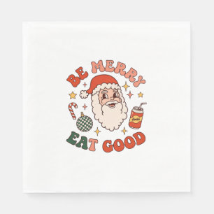 Wees vrolijk eet lekker kerst kerstman frisdrank k servet
