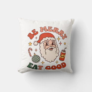 Wees vrolijk eet lekker kerst santa frisdrank suik kussen