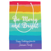 Wees vrolijk en helder Rainbow Custom Christmas Pa Medium Cadeauzakje (Voorkant)