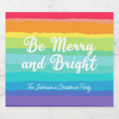 Wees vrolijk en helder Rainbow Custom Christmas Pa Sparkling Wijnetiket (Enkel label)