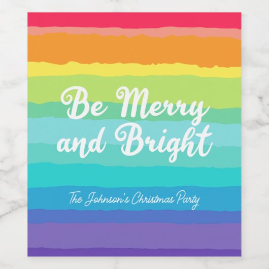 Wees vrolijk en helder Rainbow Custom Christmas Pa Wijn Etiket (Enkel label)