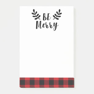 Wees vrolijk Modern Script Buffalo Plaid Post-it® Notes