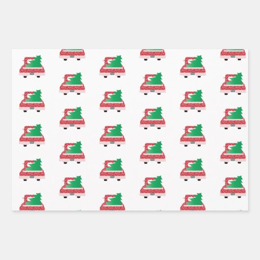 "WEES VROLIJK!" rode vrachtwagen en sneeuwvlokken Inpakpapier Vel (Voorkant)