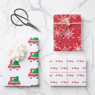 "WEES VROLIJK!"  rode vrachtwagen en sneeuwvlokken Inpakpapier Vel