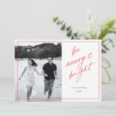 Wees vrolijk Script Minimal Family Holiday Photo C Feestdagenkaart (Staand voorkant)