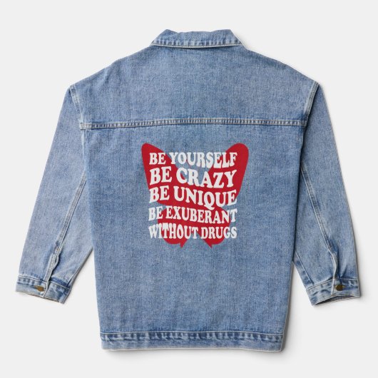 Wees zelf drugsvrij, apothekers denim jacket (Achterkant)