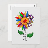 Wees zonnebloem - Autisme Awareness Briefkaart (Voorkant / Achterkant)
