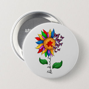 Wees zonnebloem - Autisme Awareness Ronde Button 7,6 Cm