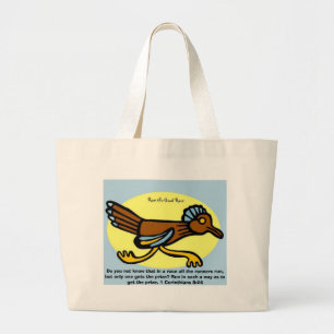 Weet je niet dat bij een wedstrijd alle deelnemers grote tote bag