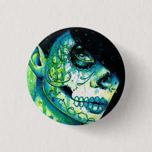 Weet je nog? Sugar Skull Girl Ronde Button 3,2 Cm