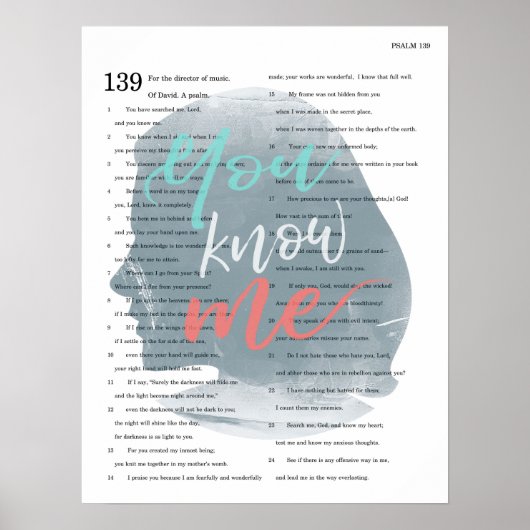 Weet je, psalm 139 poster (Voorkant)