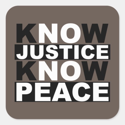 WEET JUSTICE VREDE VIERKANTE STICKER (Voorkant)