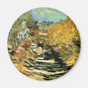 Weg bij Saint-Rémy met figuur door Vincent van Gog Magneet