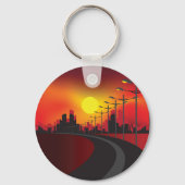 Weg bij zonsondergang Sleutelhanger (Achterkant)