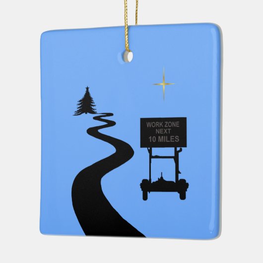 Weg bouw Silhouette kerstversiering Keramisch Ornament (Links)