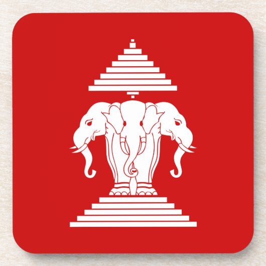 Weg drie kopende olifant Lao/Laos vlag Bier Onderzetter (Voorkant)