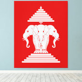 Weg drie kopende olifant Lao/Laos vlag Canvas Afdruk (Insitu (Houten vloer))