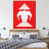 Weg drie kopende olifant Lao/Laos vlag Canvas Afdruk (Insitu (Slaapkamer))