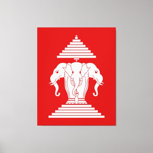 Weg drie kopende olifant Lao/Laos vlag Canvas Afdruk (Voorkant)