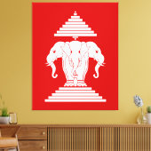 Weg drie kopende olifant Lao/Laos vlag Canvas Afdruk (Insitu (Woonkamer))