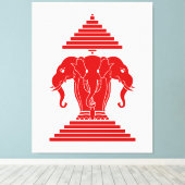 Weg drie kopende olifant Lao/Laos vlag Canvas Afdruk (Insitu (Houten vloer))