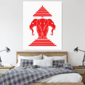 Weg drie kopende olifant Lao/Laos vlag Canvas Afdruk (Insitu (Slaapkamer))