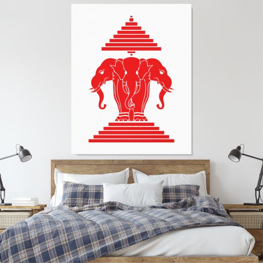 Weg drie kopende olifant Lao/Laos vlag Canvas Afdruk (Insitu (Slaapkamer))