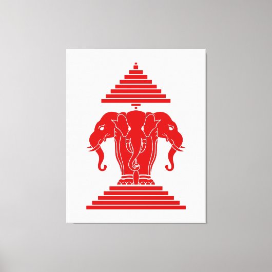 Weg drie kopende olifant Lao/Laos vlag Canvas Afdruk (Voorkant)